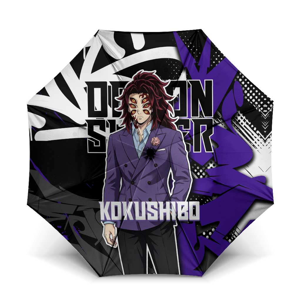Kokushibo Demon Slayer Umbrella Purple & Black Graffiti Anime