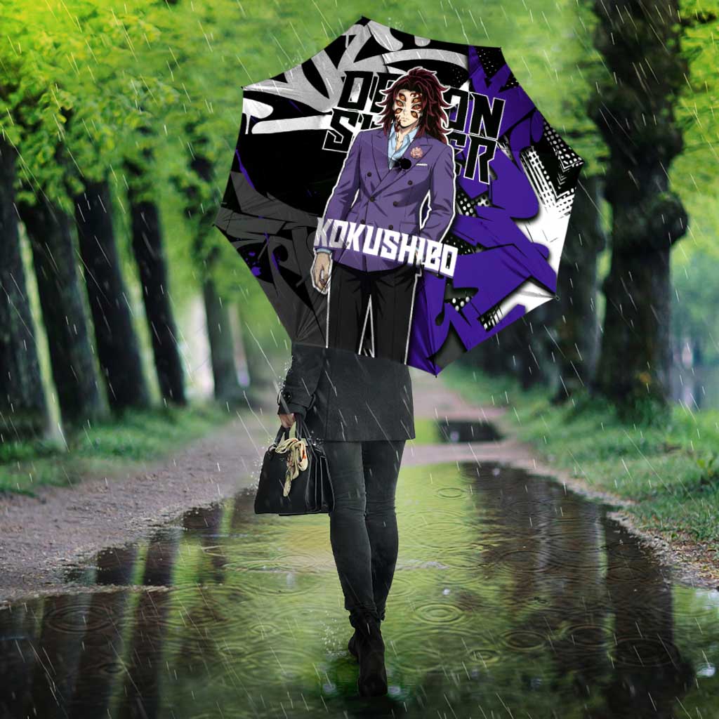 Kokushibo Demon Slayer Umbrella Purple & Black Graffiti Anime