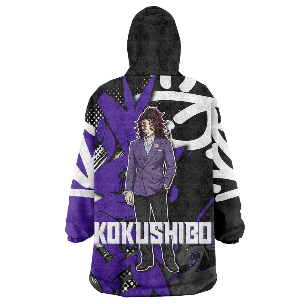 Kokushibo Demon Slayer Wearable Blanket Hoodie Purple & Black Graffiti Anime