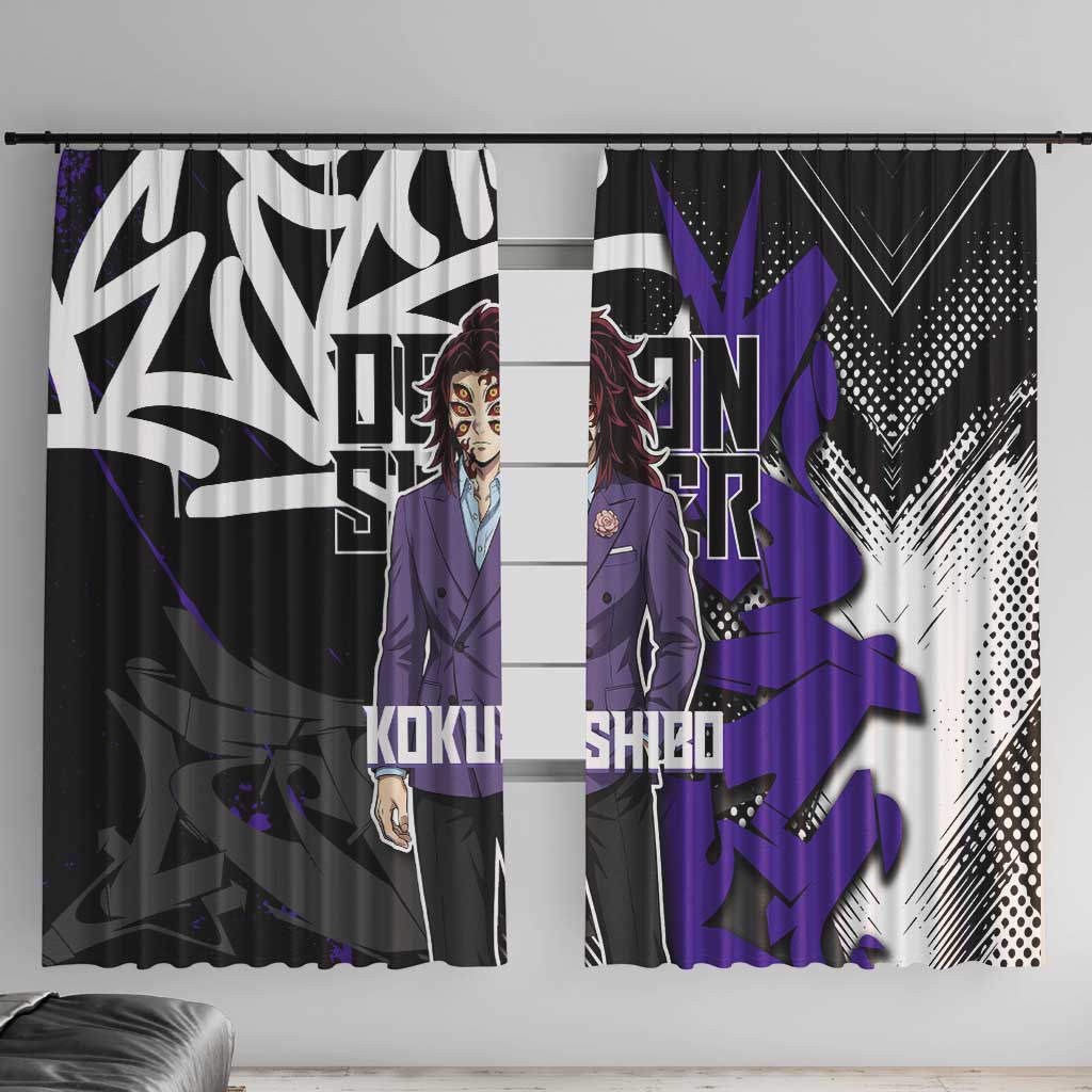 Kokushibo Demon Slayer Window Curtain Purple & Black Graffiti Anime