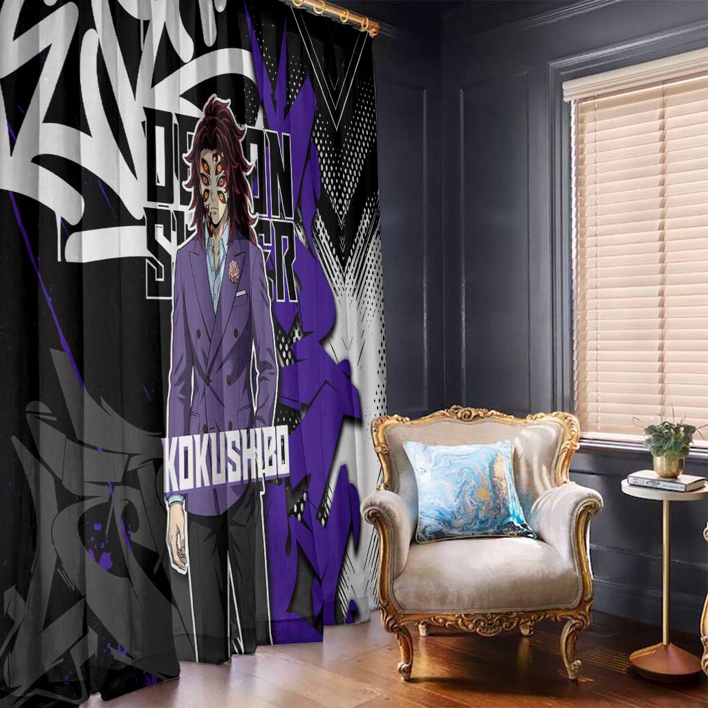 Kokushibo Demon Slayer Window Curtain Purple & Black Graffiti Anime
