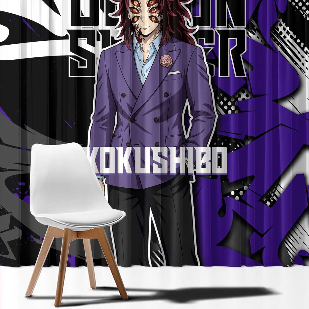 Kokushibo Demon Slayer Window Curtain Purple & Black Graffiti Anime