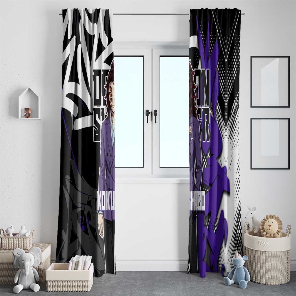 Kokushibo Demon Slayer Window Curtain Purple & Black Graffiti Anime