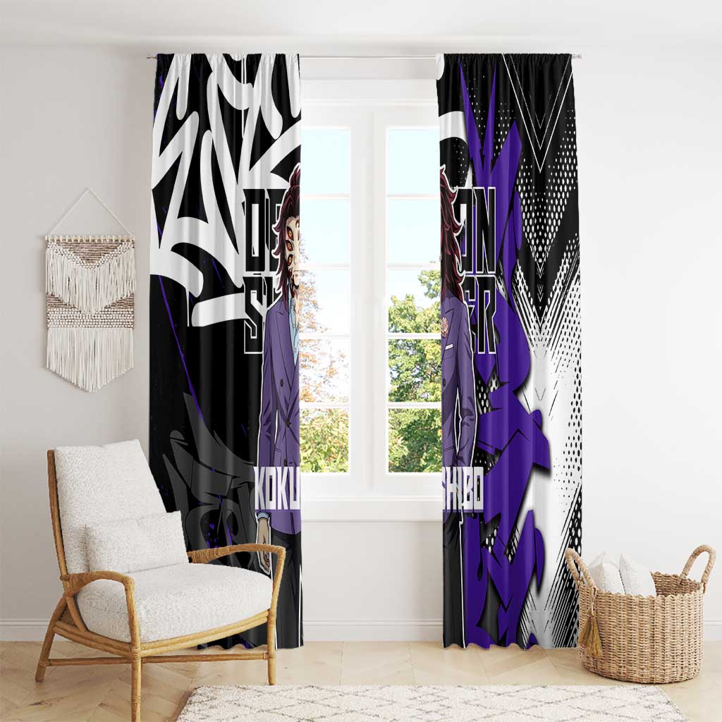 Kokushibo Demon Slayer Window Curtain Purple & Black Graffiti Anime
