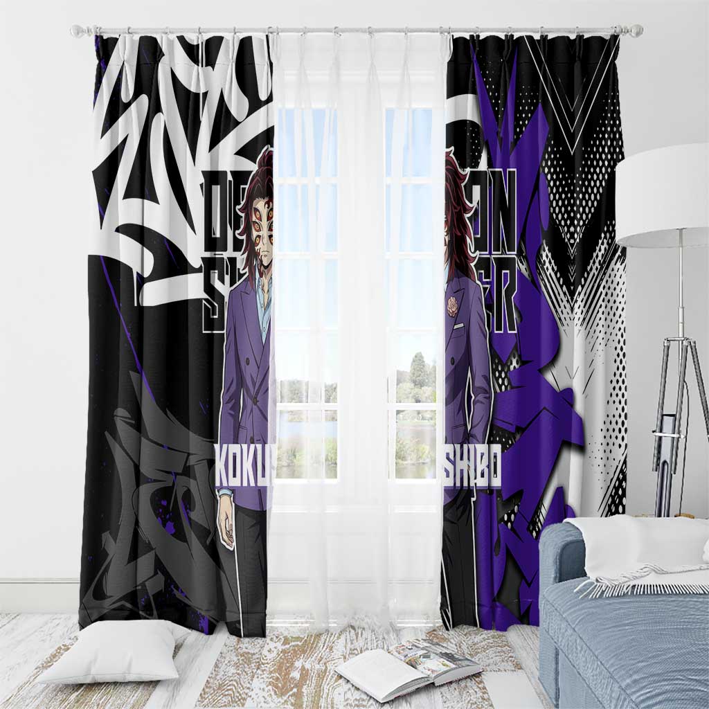 Kokushibo Demon Slayer Window Curtain Purple & Black Graffiti Anime