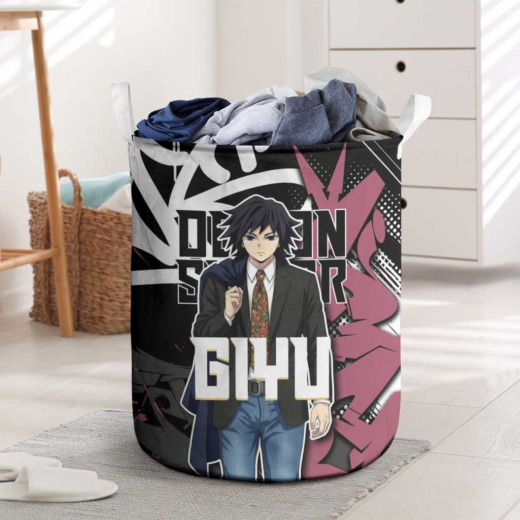 Giyu Tomioka Demon Slayer Laundry Basket Red & Black Graffiti Anime