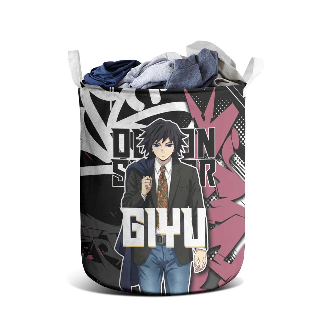 Giyu Tomioka Demon Slayer Laundry Basket Red & Black Graffiti Anime