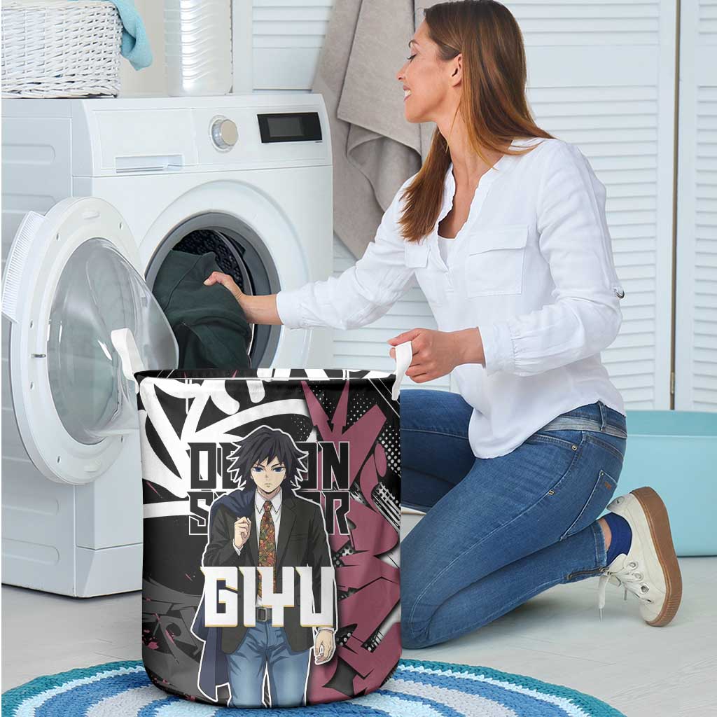Giyu Tomioka Demon Slayer Laundry Basket Red & Black Graffiti Anime