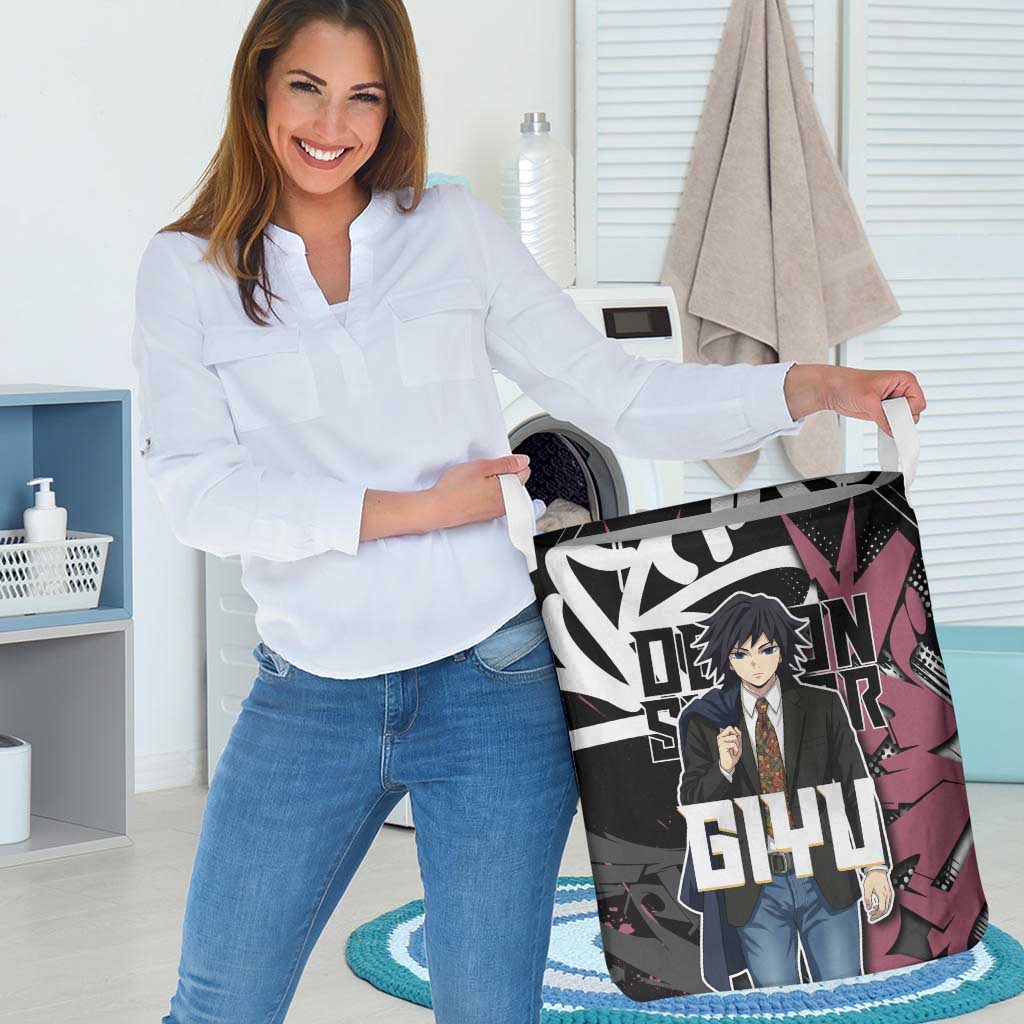 Giyu Tomioka Demon Slayer Laundry Basket Red & Black Graffiti Anime