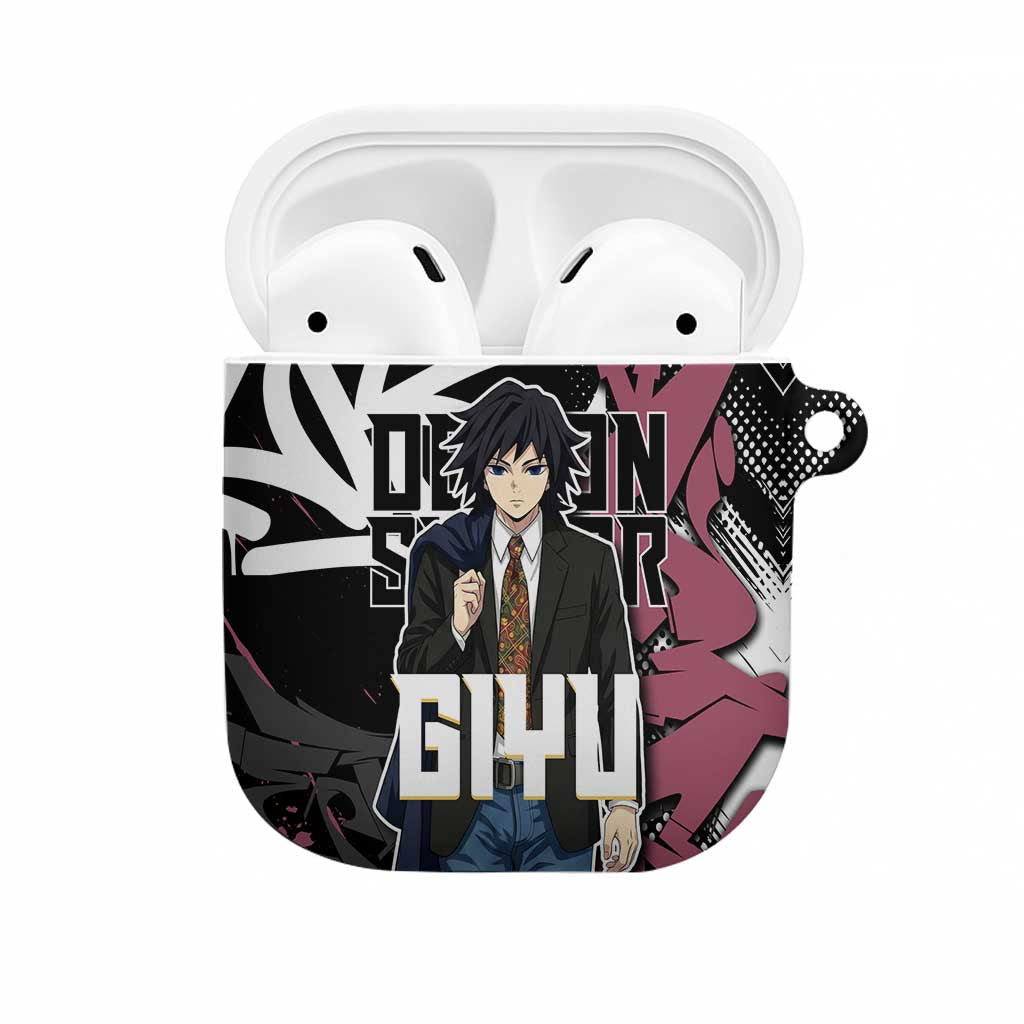 Giyu Tomioka Demon Slayer AirPods Case Red & Black Graffiti Anime