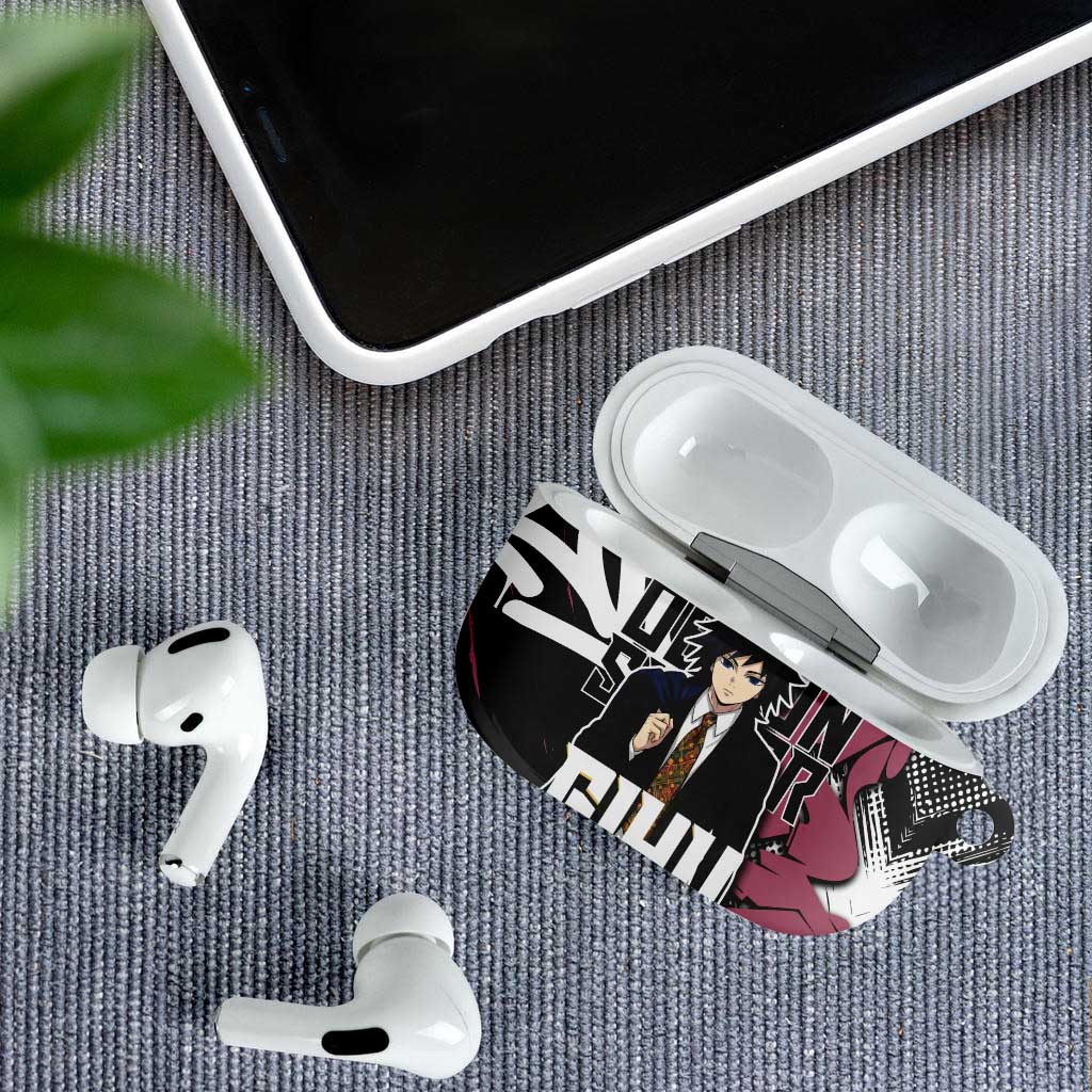 Giyu Tomioka Demon Slayer AirPods Case Red & Black Graffiti Anime