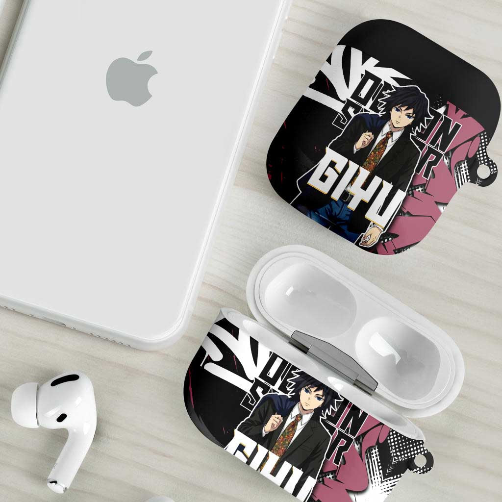 Giyu Tomioka Demon Slayer AirPods Case Red & Black Graffiti Anime