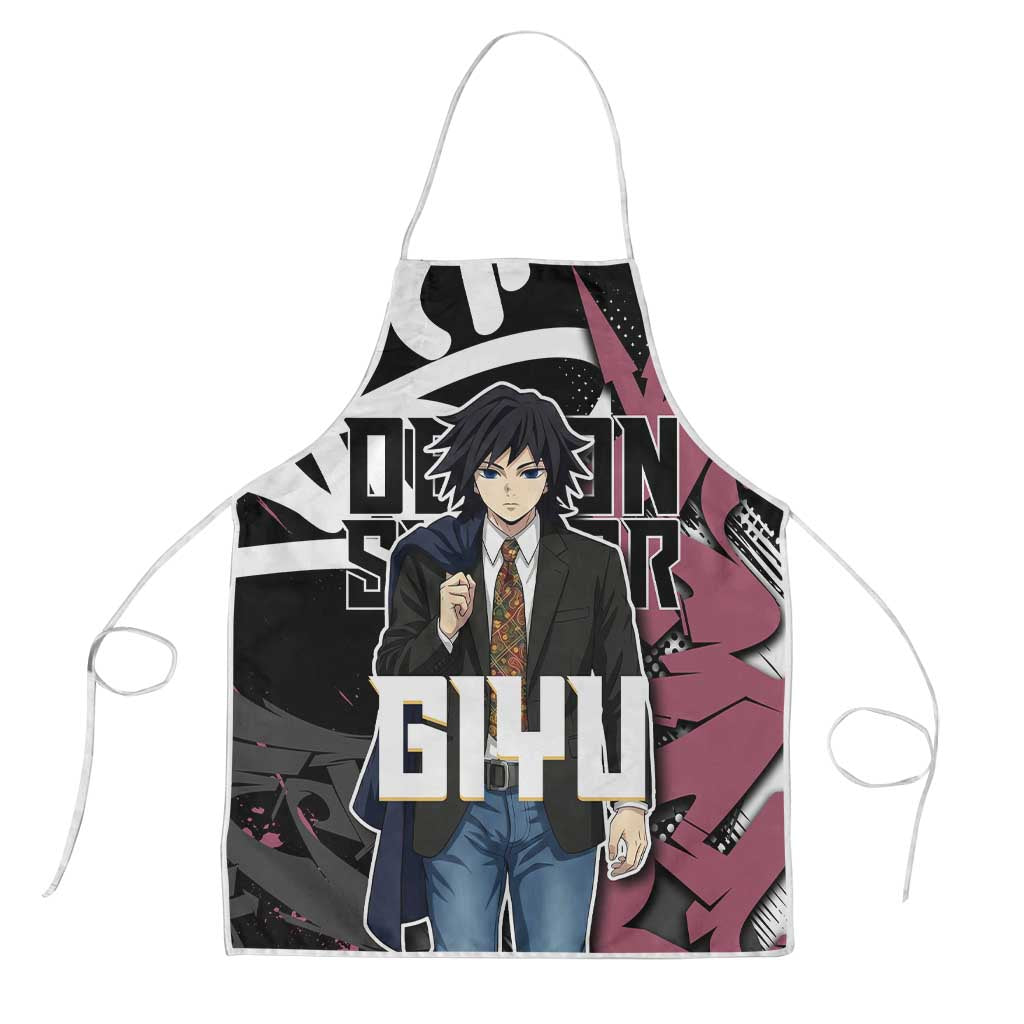 Giyu Tomioka Demon Slayer Apron Red & Black Graffiti Anime