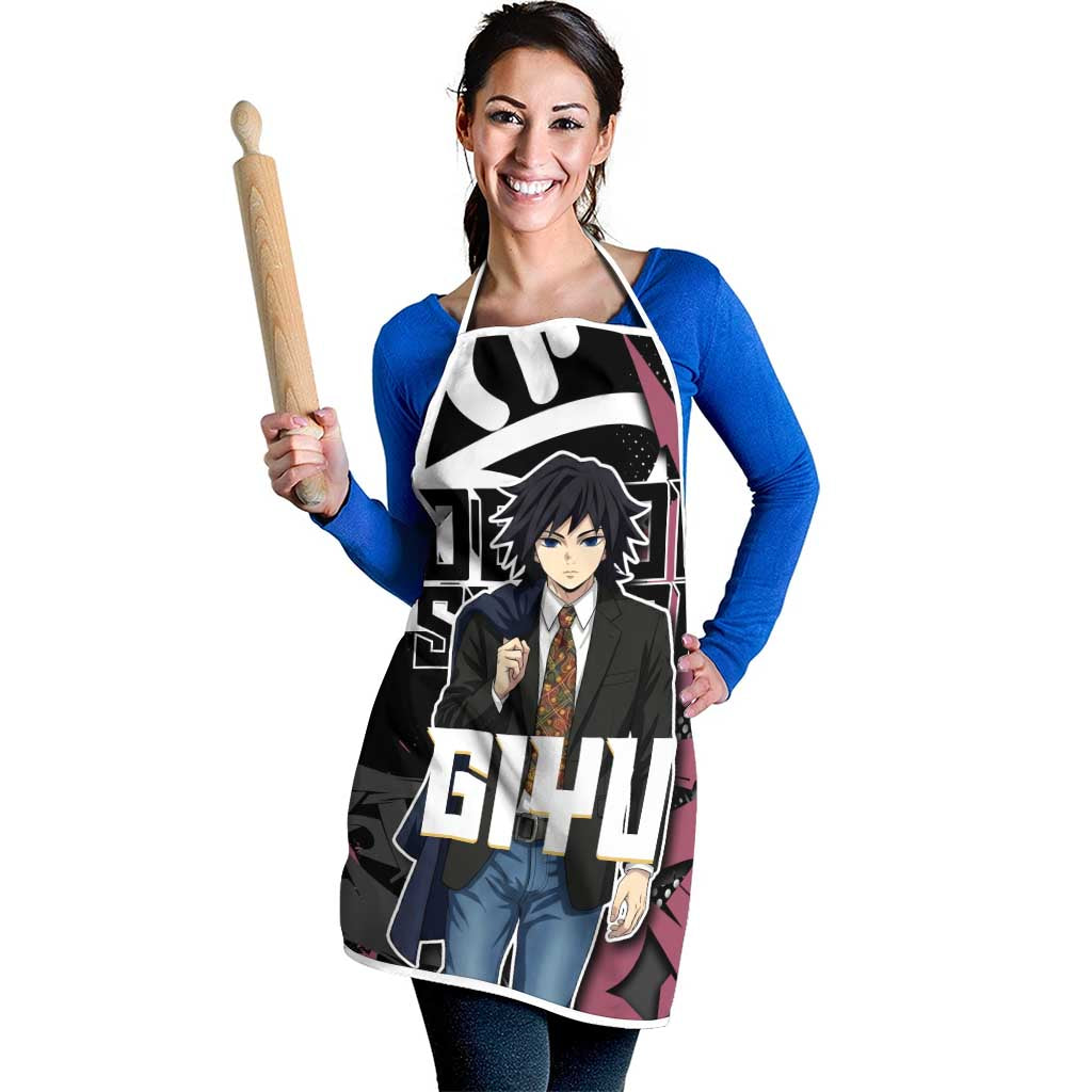 Giyu Tomioka Demon Slayer Apron Red & Black Graffiti Anime