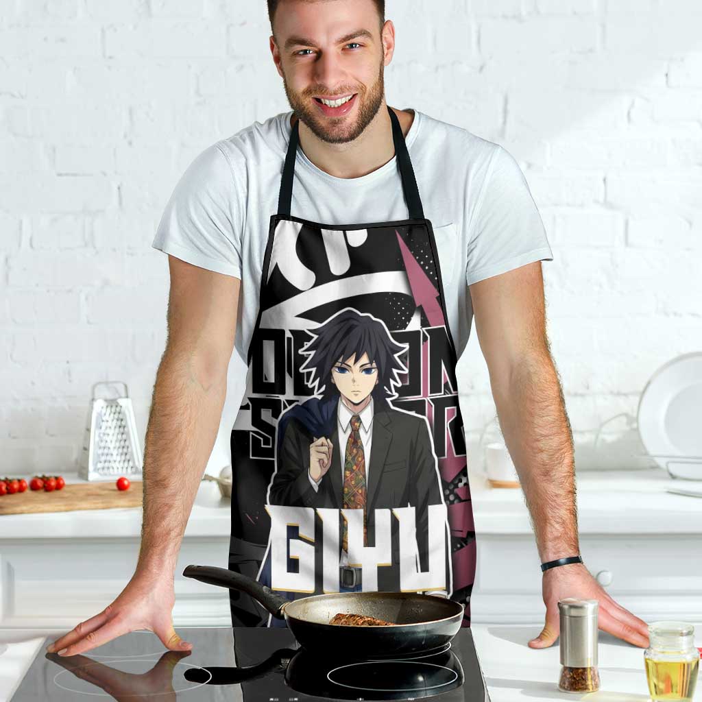 Giyu Tomioka Demon Slayer Apron Red & Black Graffiti Anime