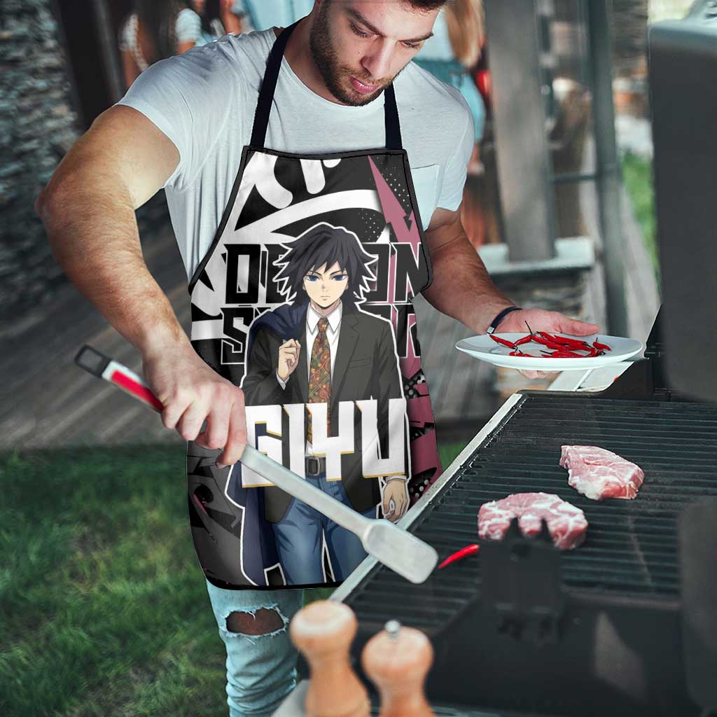 Giyu Tomioka Demon Slayer Apron Red & Black Graffiti Anime