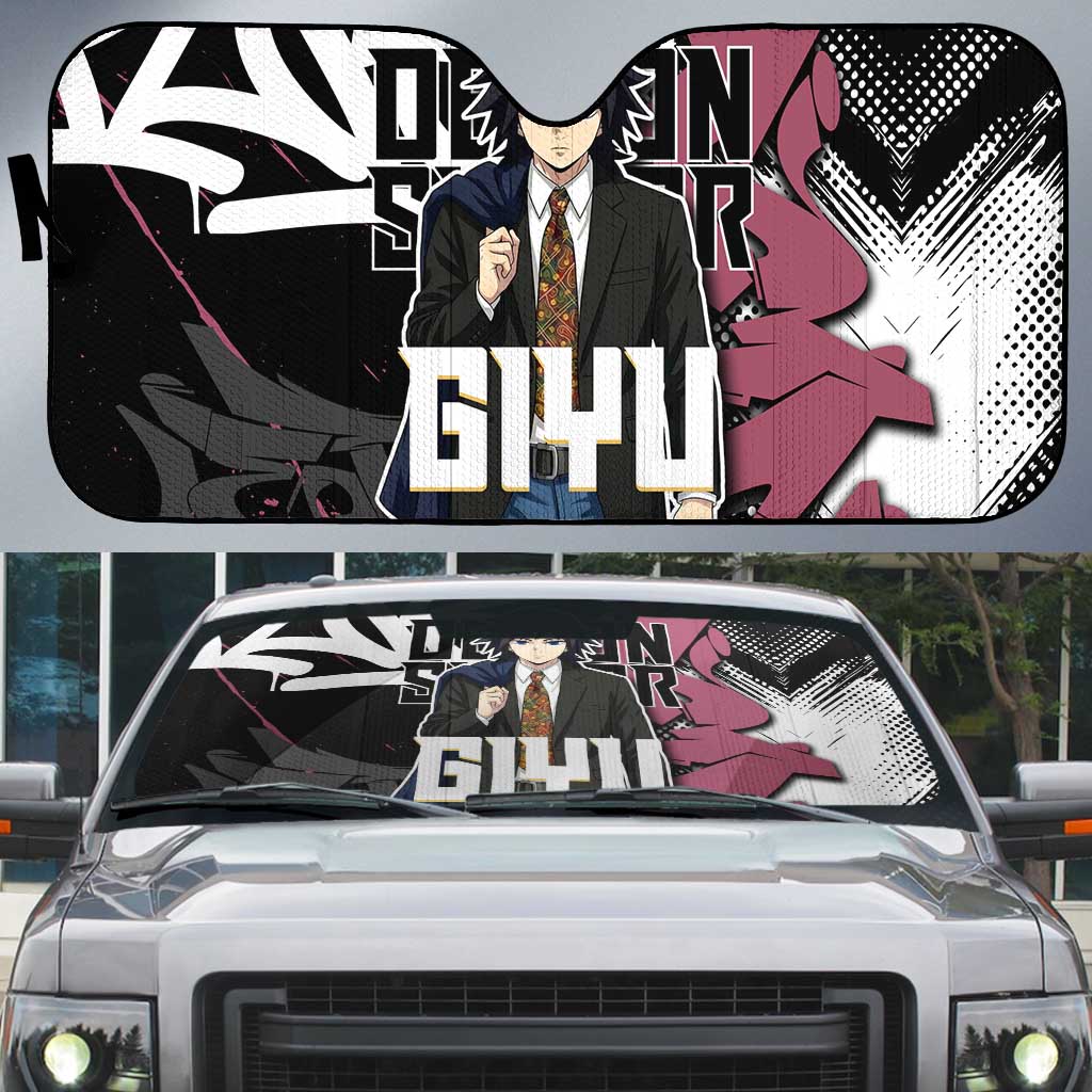 Giyu Tomioka Demon Slayer Auto Sun Shade Red & Black Graffiti Anime