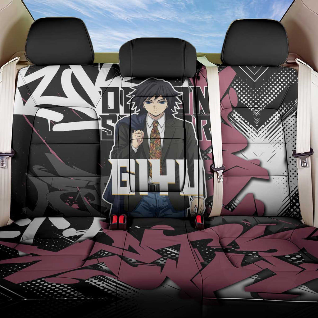 Giyu Tomioka Demon Slayer Back Car Seat Cover Red & Black Graffiti Anime
