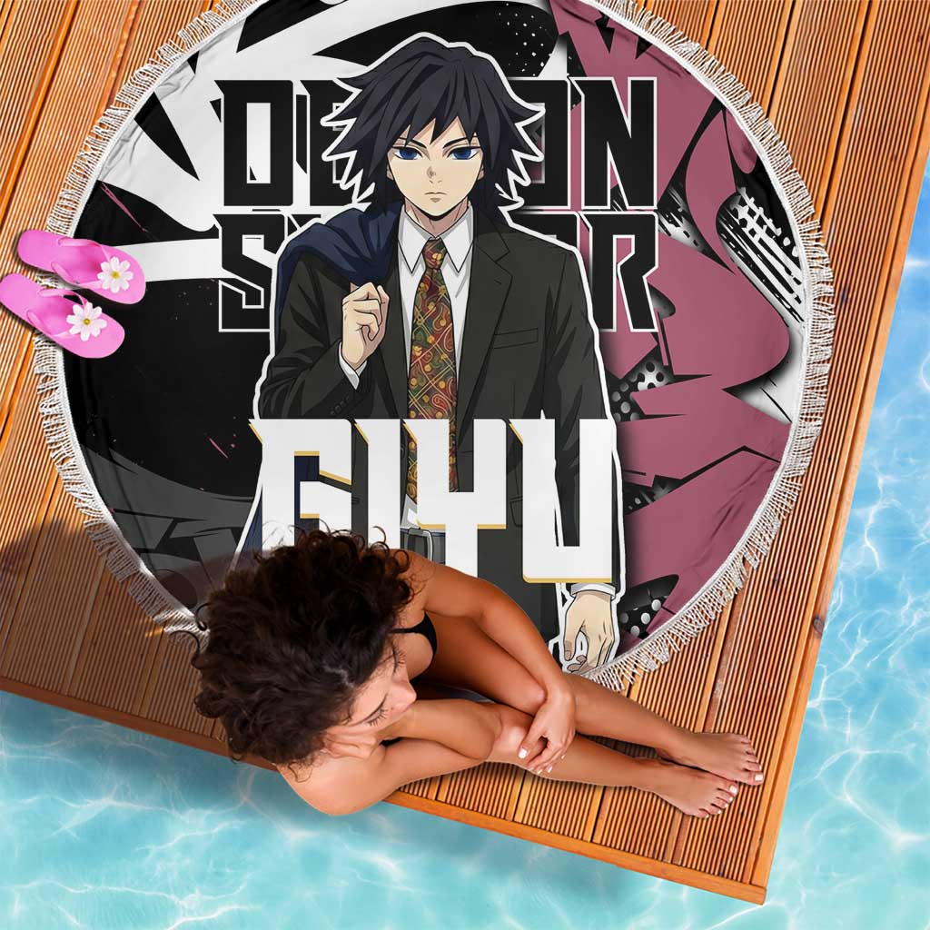 Giyu Tomioka Demon Slayer Beach Blanket Red & Black Graffiti Anime