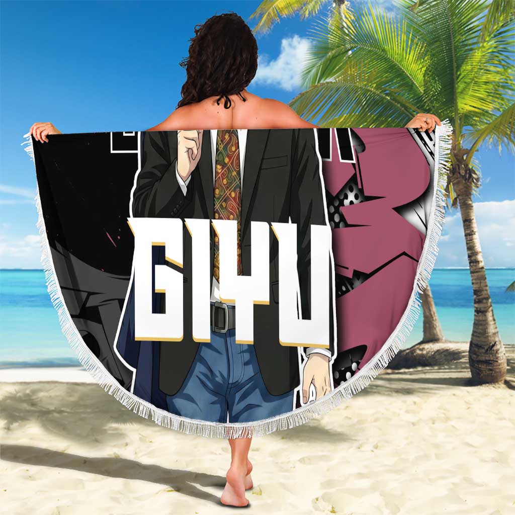 Giyu Tomioka Demon Slayer Beach Blanket Red & Black Graffiti Anime