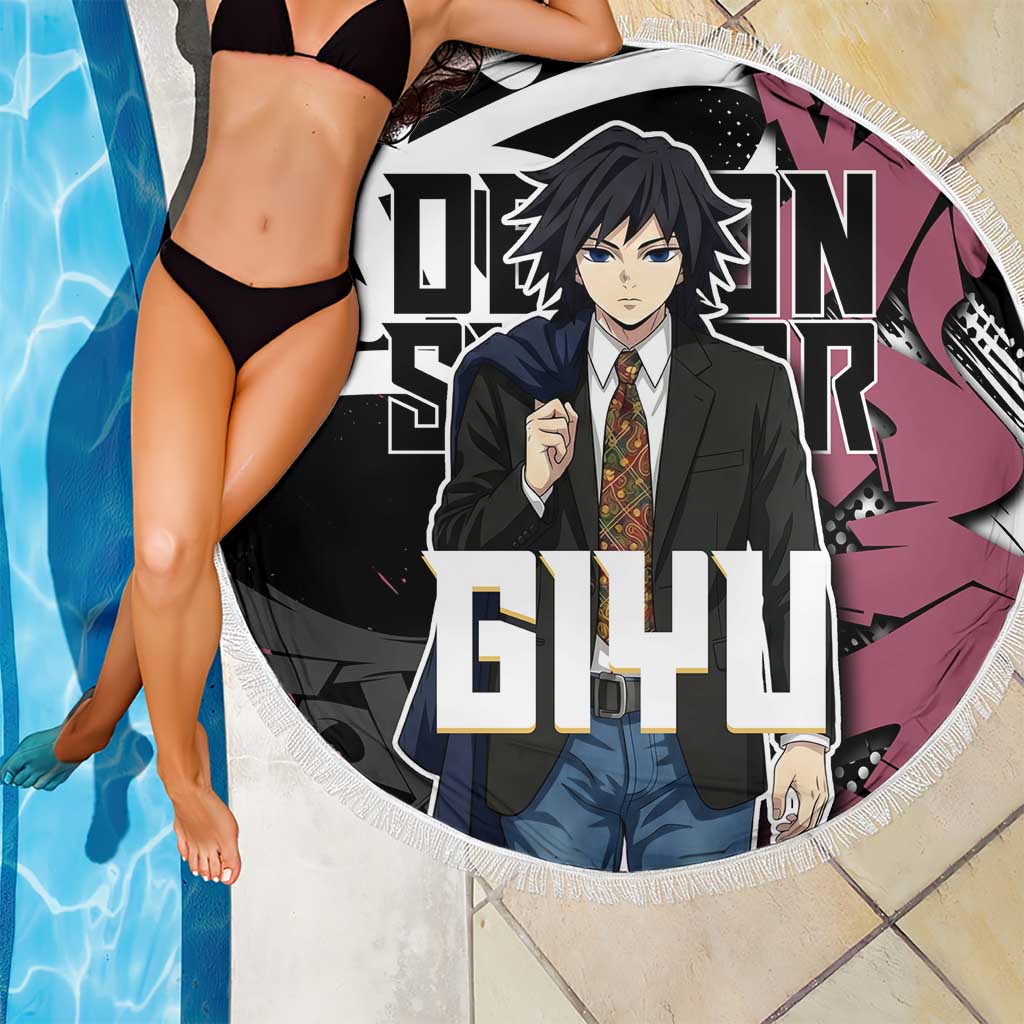Giyu Tomioka Demon Slayer Beach Blanket Red & Black Graffiti Anime