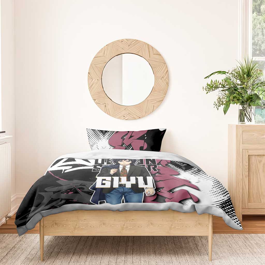 Giyu Tomioka Demon Slayer Bedding Set Red & Black Graffiti Anime
