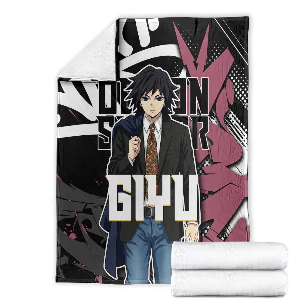 Giyu Tomioka Demon Slayer Blanket Red & Black Graffiti Anime