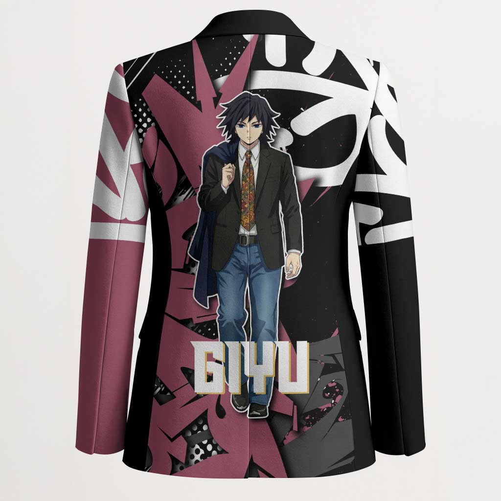 Giyu Tomioka Demon Slayer Blazer Red & Black Graffiti Anime