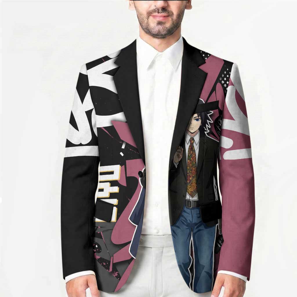 Giyu Tomioka Demon Slayer Blazer Red & Black Graffiti Anime