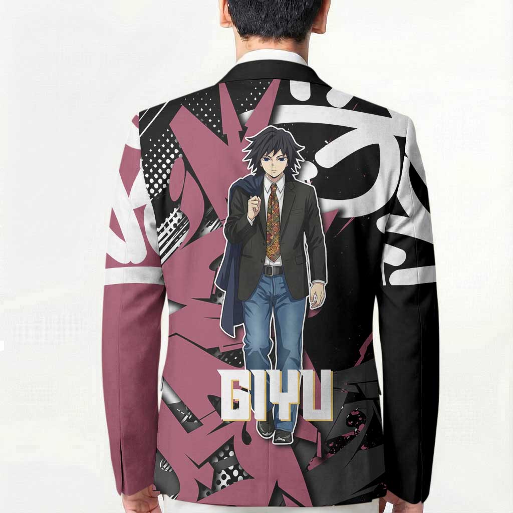 Giyu Tomioka Demon Slayer Blazer Red & Black Graffiti Anime