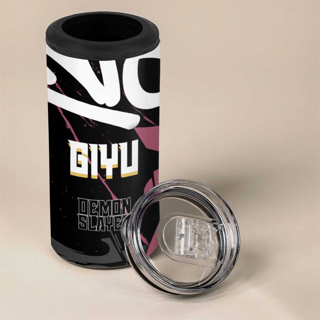 Giyu Tomioka Demon Slayer 4 in 1 Can Cooler Tumbler Red & Black Graffiti Anime