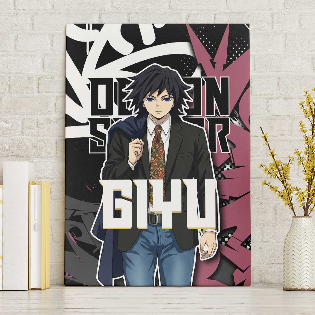 Giyu Tomioka Demon Slayer Canvas Wall Art Red & Black Graffiti Anime