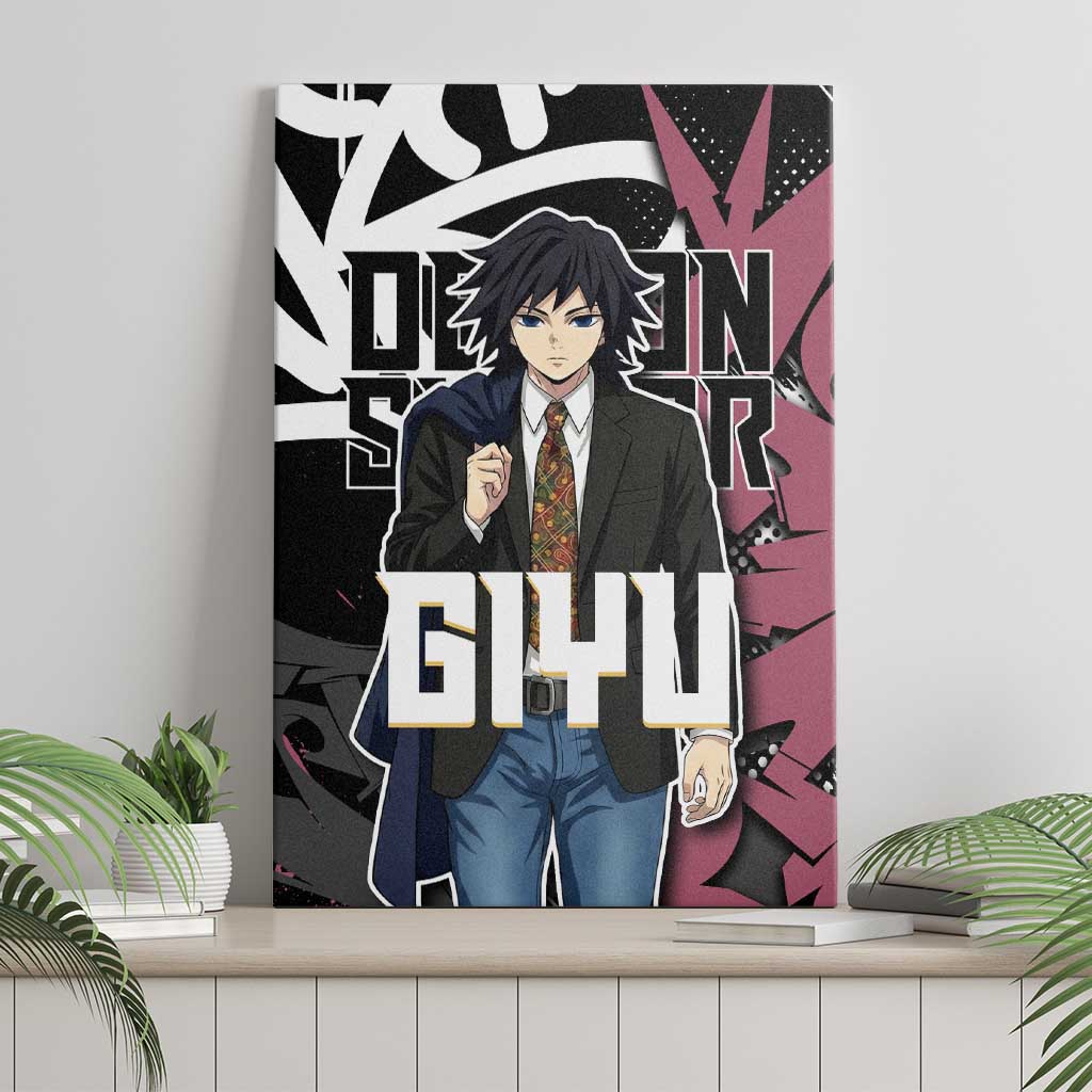 Giyu Tomioka Demon Slayer Canvas Wall Art Red & Black Graffiti Anime