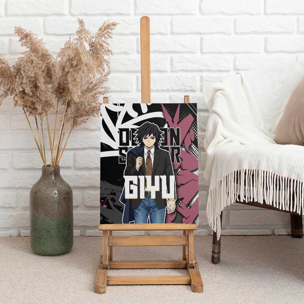 Giyu Tomioka Demon Slayer Canvas Wall Art Red & Black Graffiti Anime