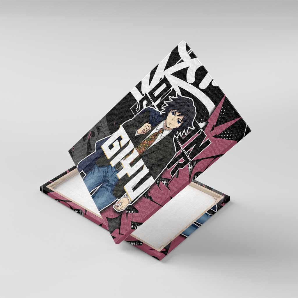 Giyu Tomioka Demon Slayer Canvas Wall Art Red & Black Graffiti Anime