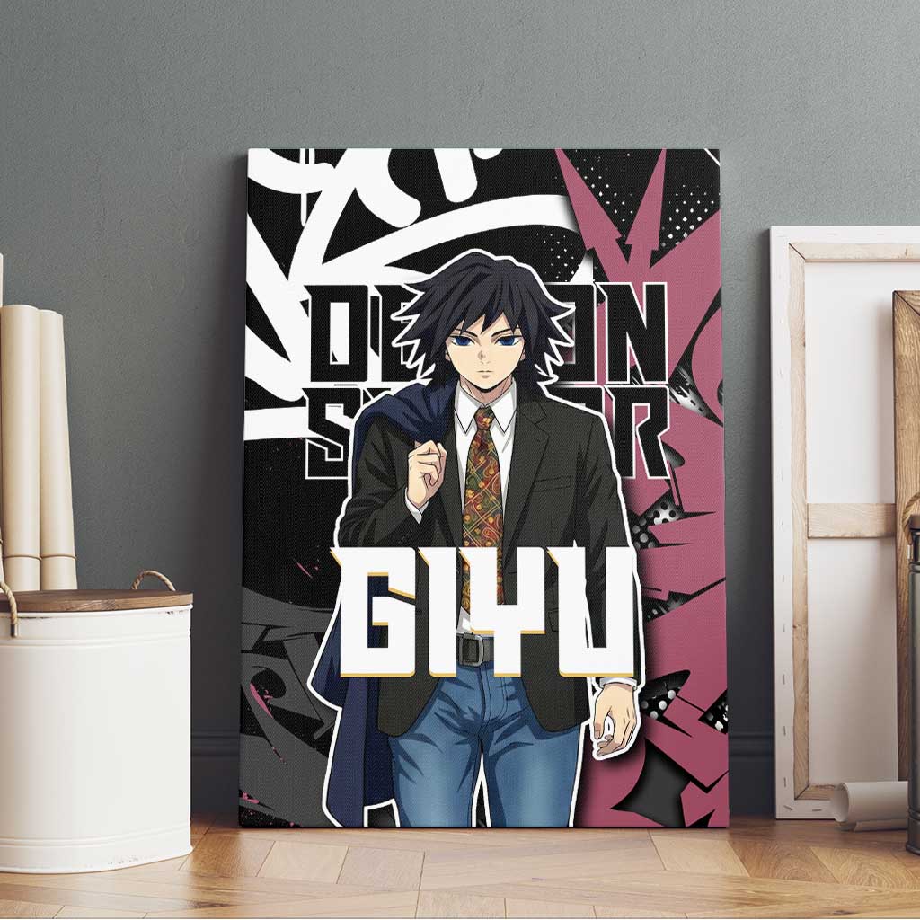 Giyu Tomioka Demon Slayer Canvas Wall Art Red & Black Graffiti Anime