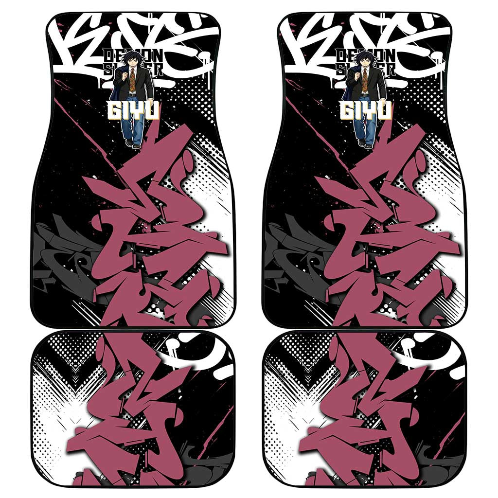 Giyu Tomioka Demon Slayer Car Mats Red & Black Graffiti Anime