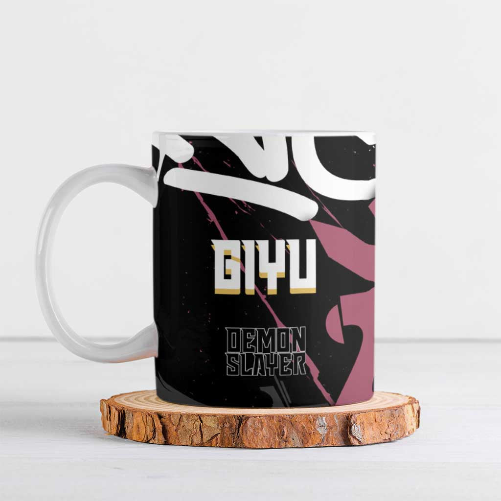 Giyu Tomioka Demon Slayer Ceramic Mug Red & Black Graffiti Anime
