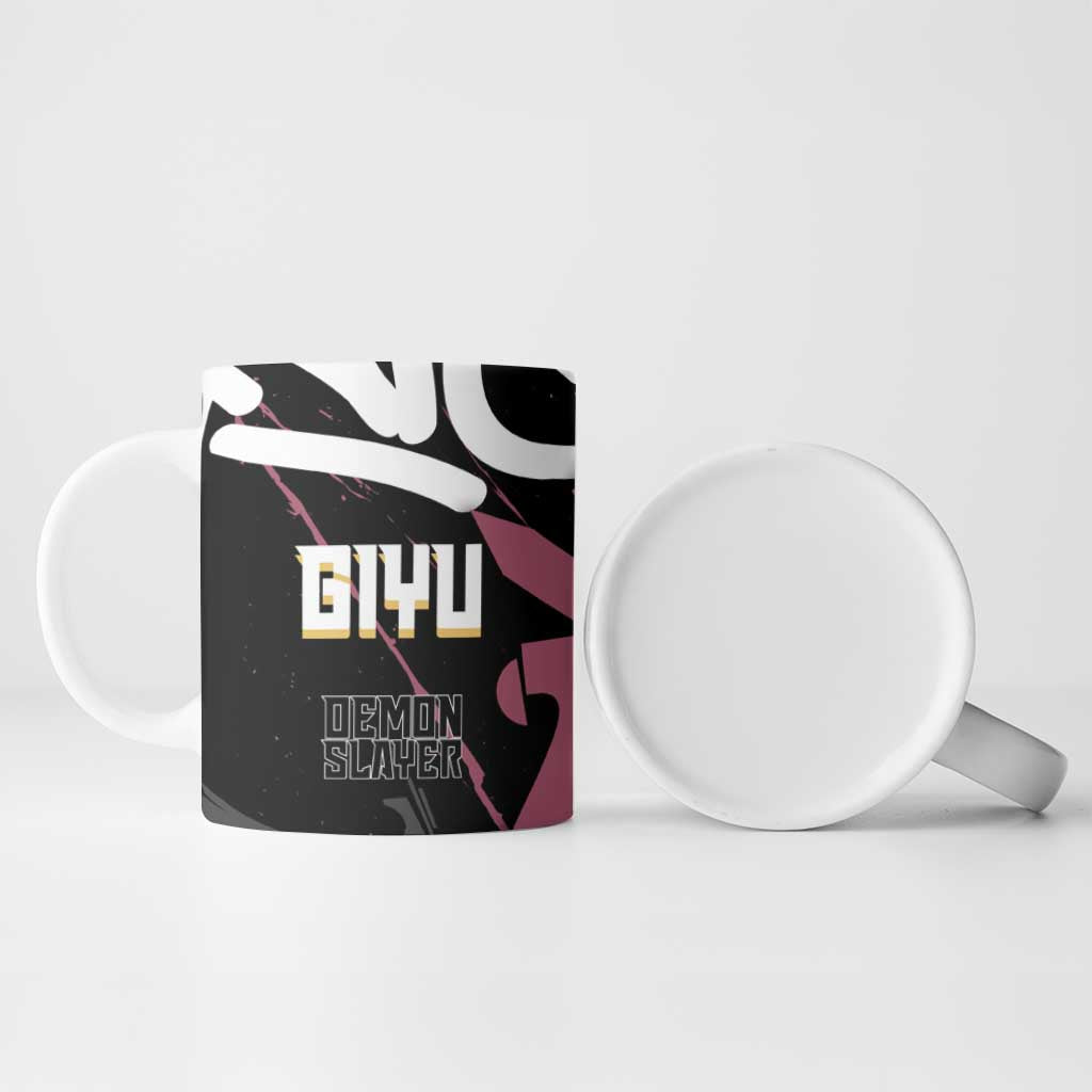 Giyu Tomioka Demon Slayer Ceramic Mug Red & Black Graffiti Anime