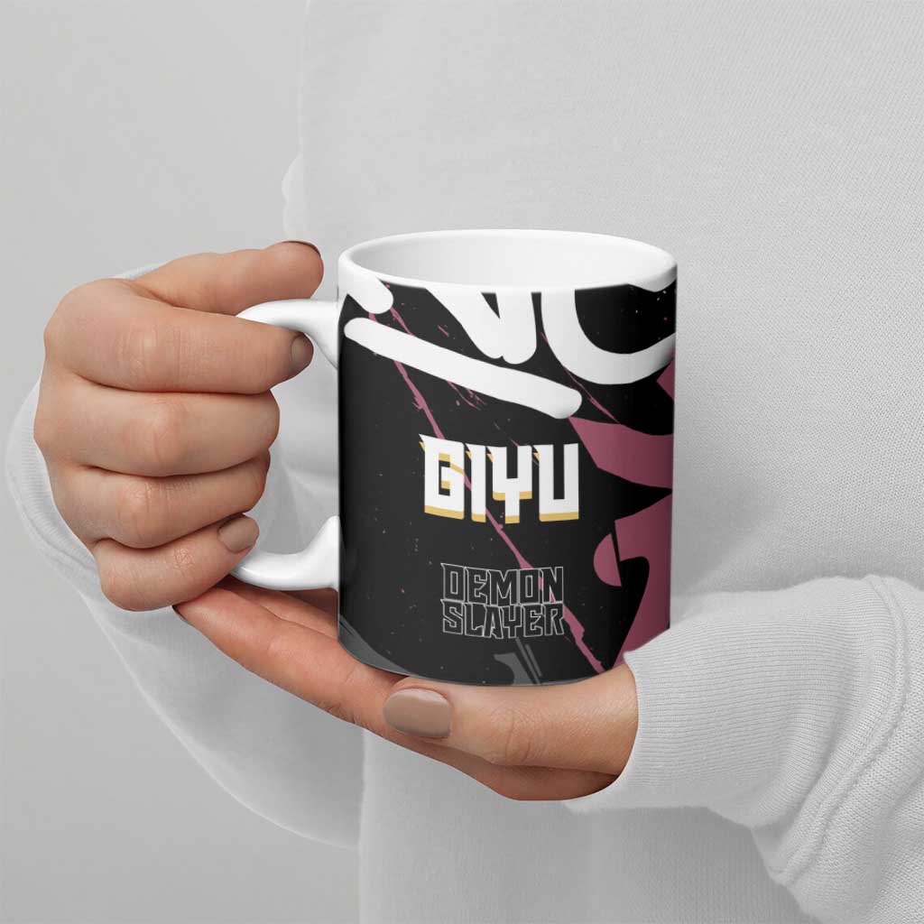 Giyu Tomioka Demon Slayer Ceramic Mug Red & Black Graffiti Anime