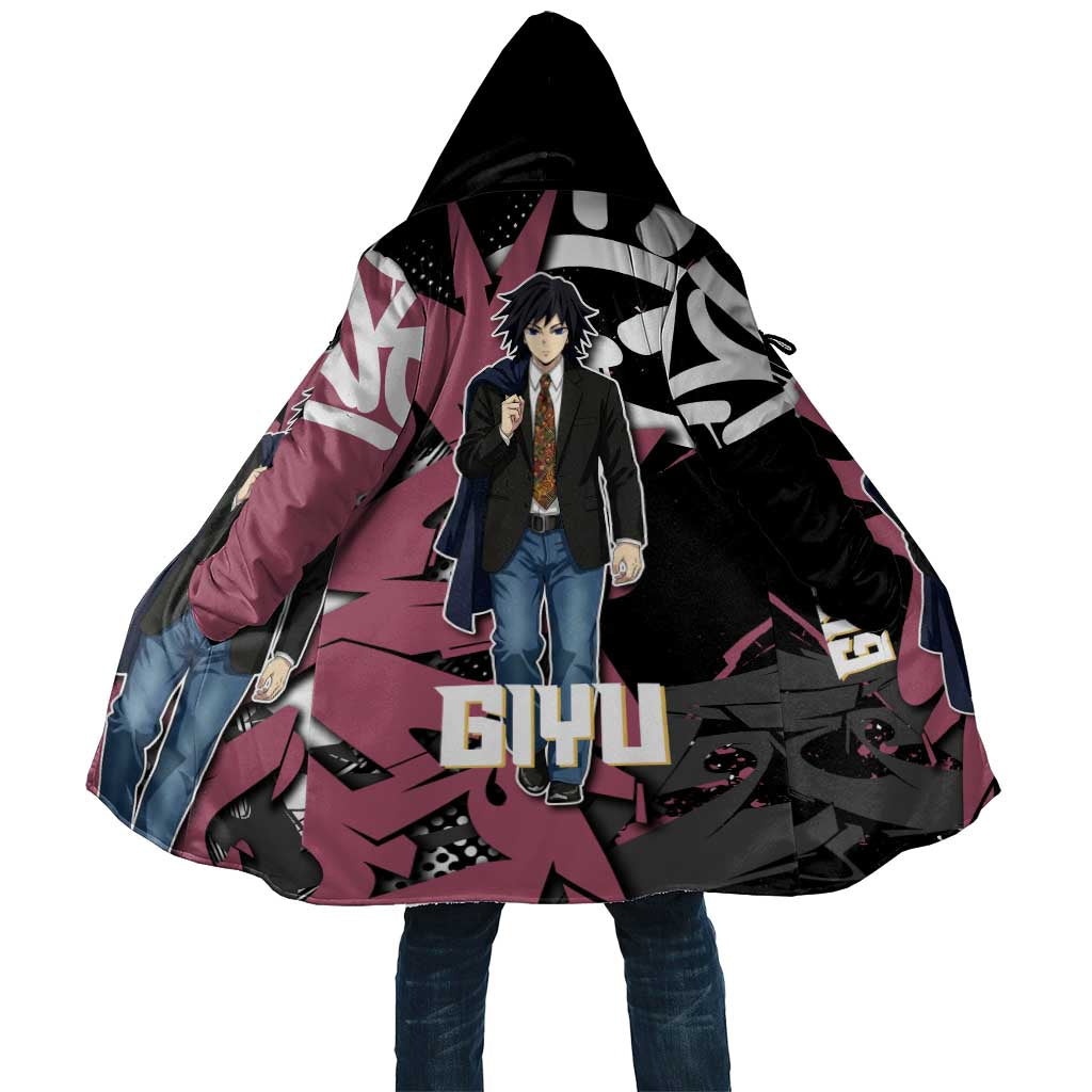 Giyu Tomioka Demon Slayer Cloak Red & Black Graffiti Anime