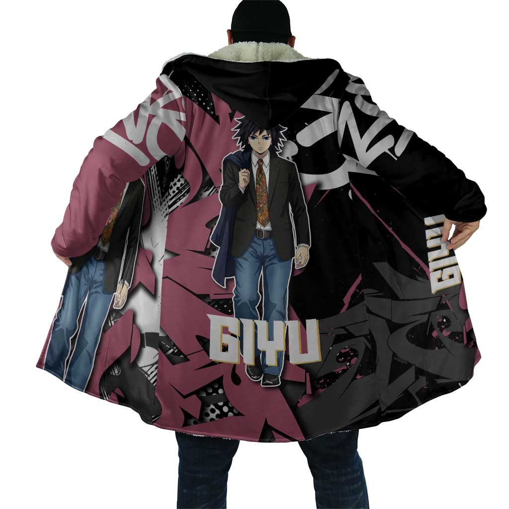 Giyu Tomioka Demon Slayer Cloak Red & Black Graffiti Anime