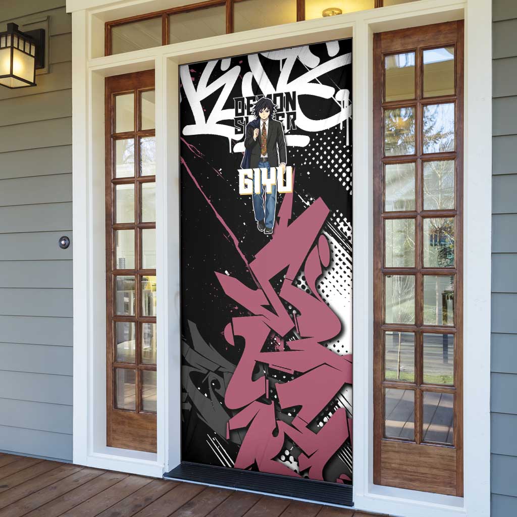 Giyu Tomioka Demon Slayer Door Cover Red & Black Graffiti Anime