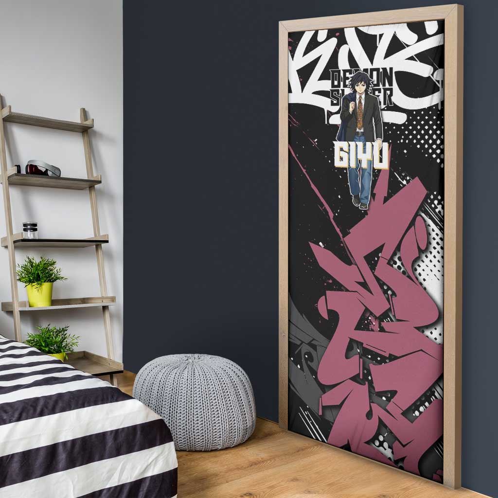 Giyu Tomioka Demon Slayer Door Cover Red & Black Graffiti Anime