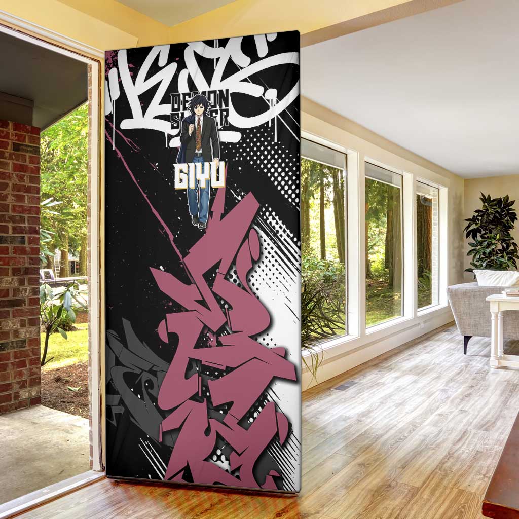 Giyu Tomioka Demon Slayer Door Cover Red & Black Graffiti Anime