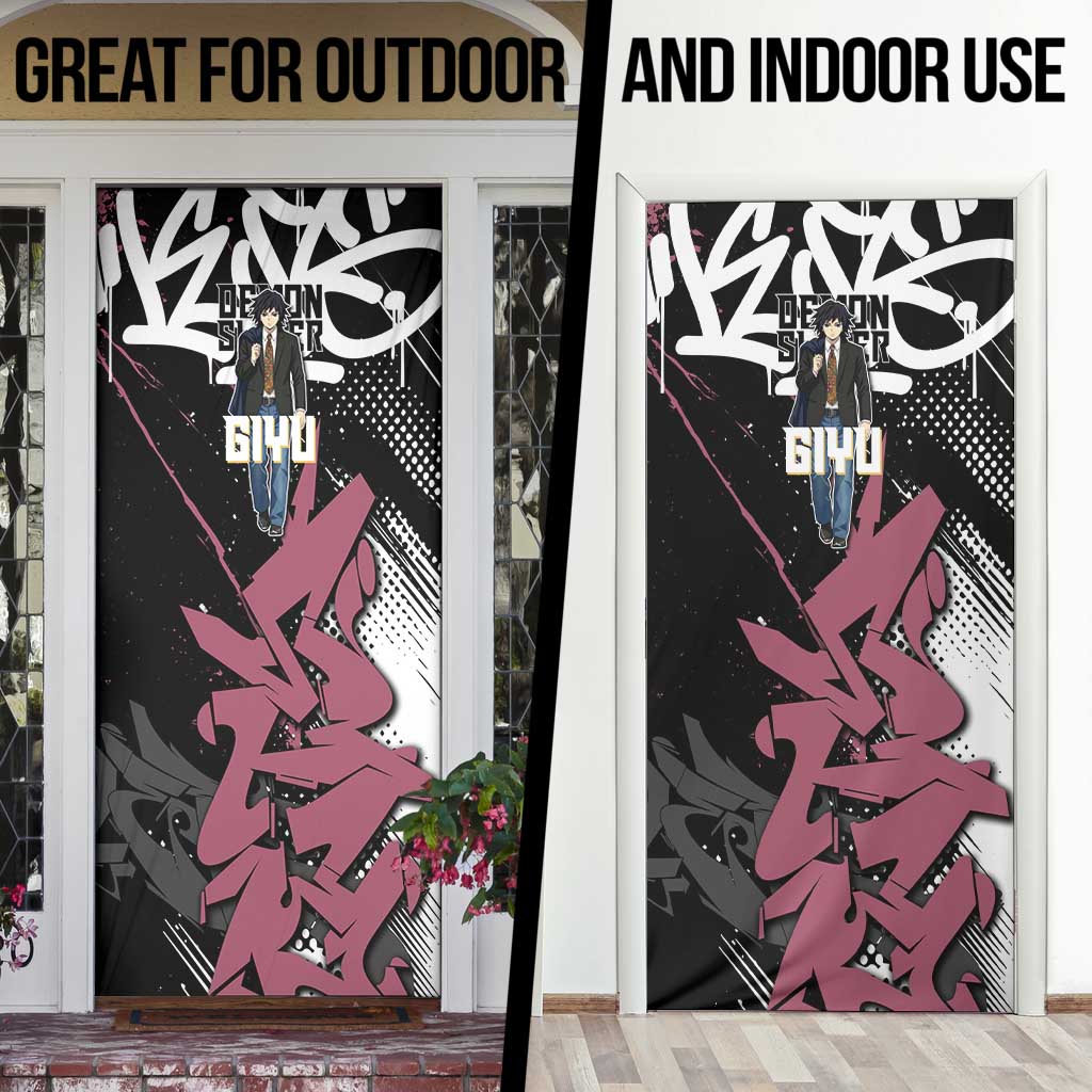 Giyu Tomioka Demon Slayer Door Cover Red & Black Graffiti Anime