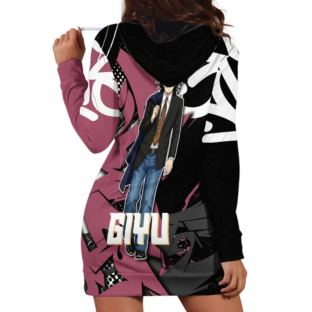 Giyu Tomioka Demon Slayer Hoodie Dress Red & Black Graffiti Anime