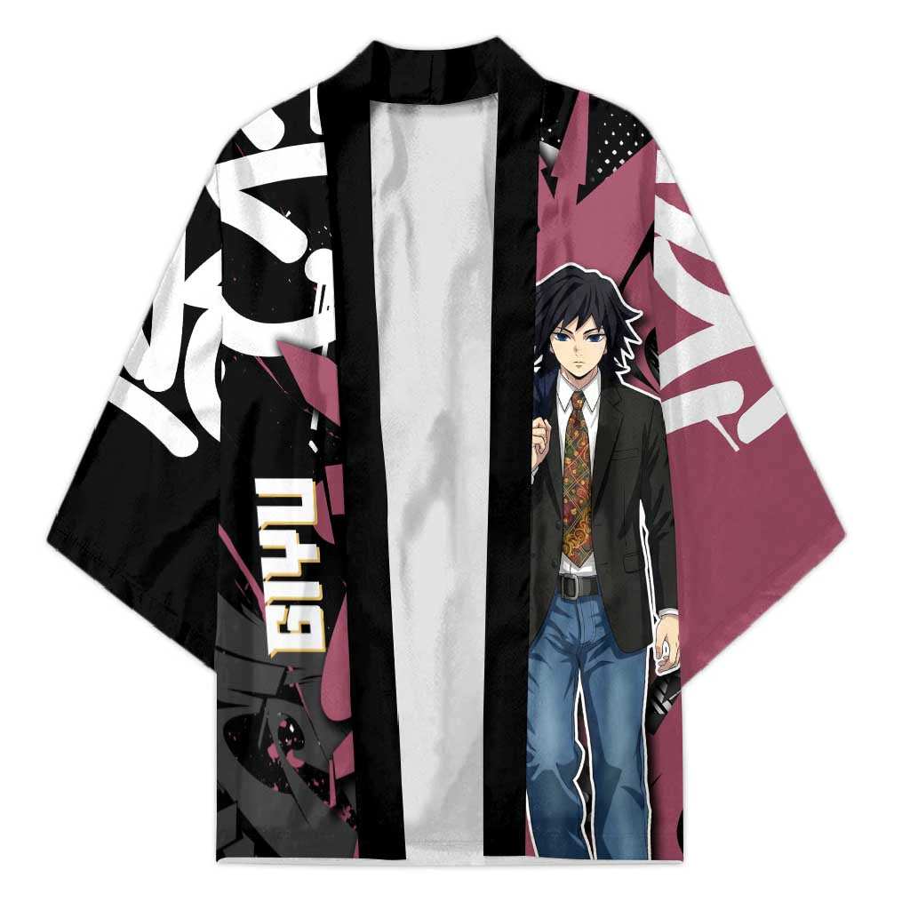 Giyu Tomioka Demon Slayer Kimono Red & Black Graffiti Anime