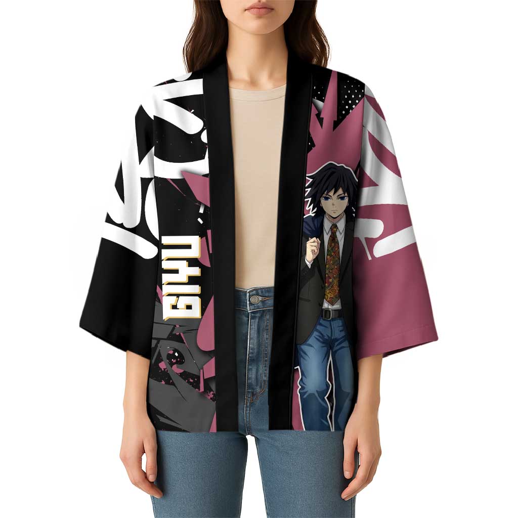 Giyu Tomioka Demon Slayer Kimono Red & Black Graffiti Anime