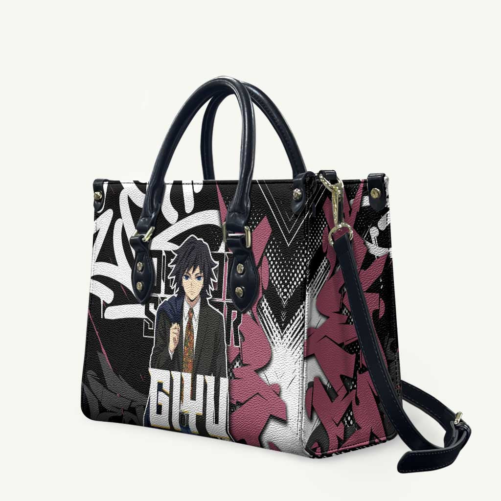 Giyu Tomioka Demon Slayer Leather Bag Red & Black Graffiti Anime